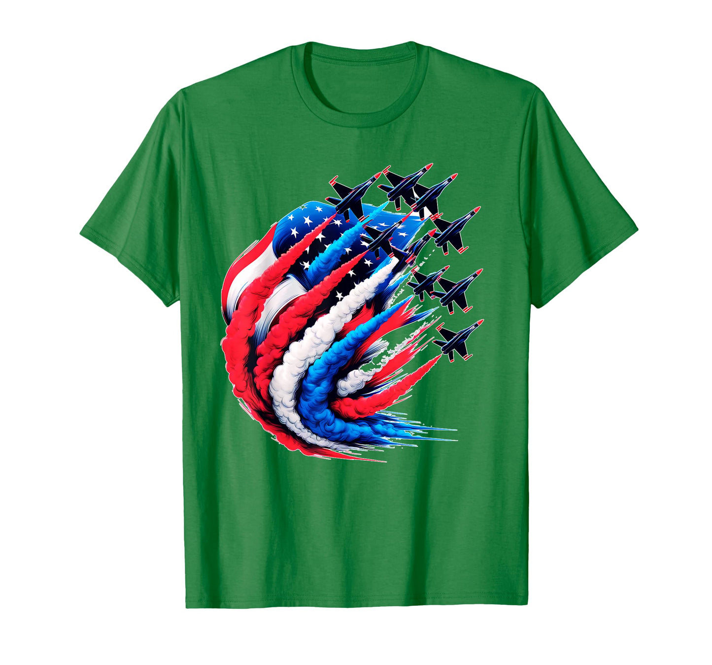 USA Flag Sky Formation 4th July Air Show Military Airplanes T-Shirt