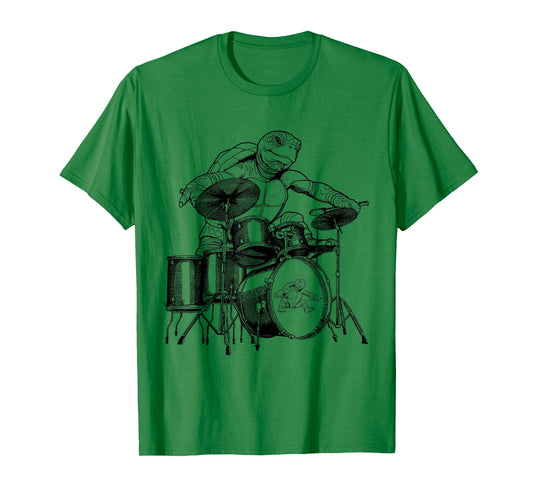 Turtle Playing Drums Drummer Drumming Musician Band T-Shirt
