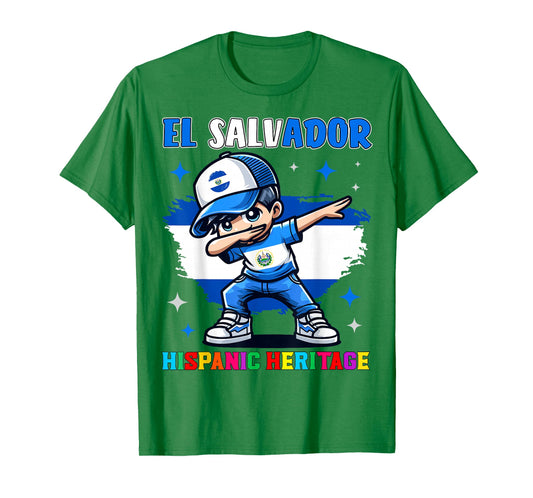 El Salvador Dabbing Kid Hispanic Heritage Celebration Kids T-Shirt