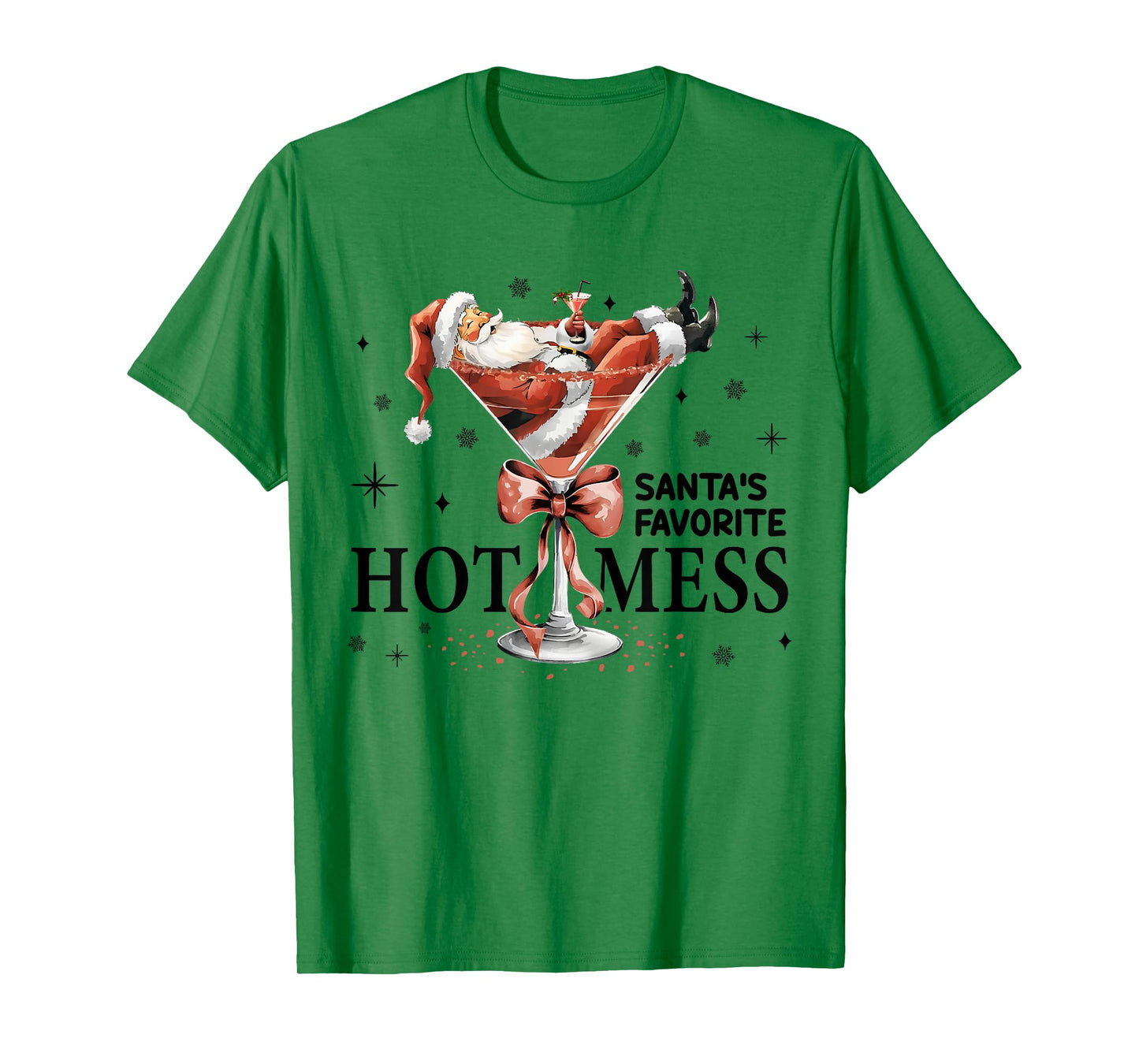 Santa's Favorite Hot Mess Christmas Margarita Drink Xmas T-Shirt