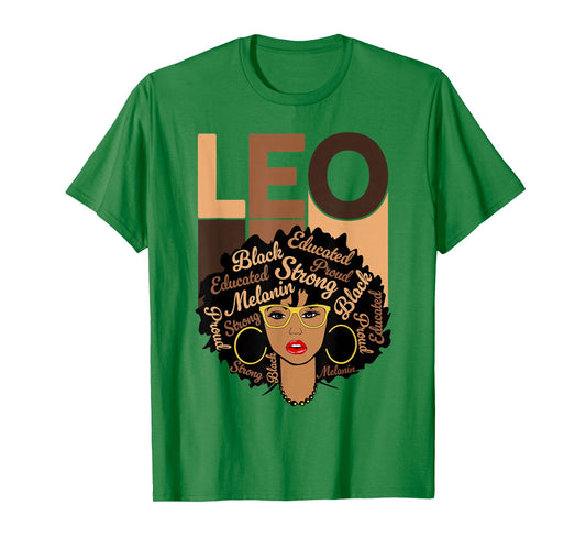 Leo Queen Melanin Woman Afro Black Girl Zodiac Sign T-Shirt