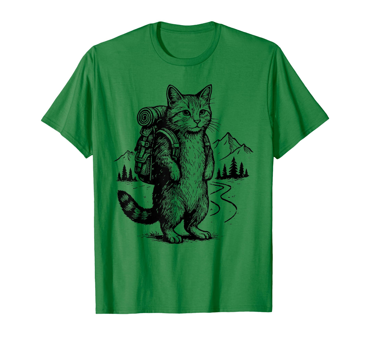 Funny Outdoor Tee Hiking Cat Backpacking Animals T-Shirt