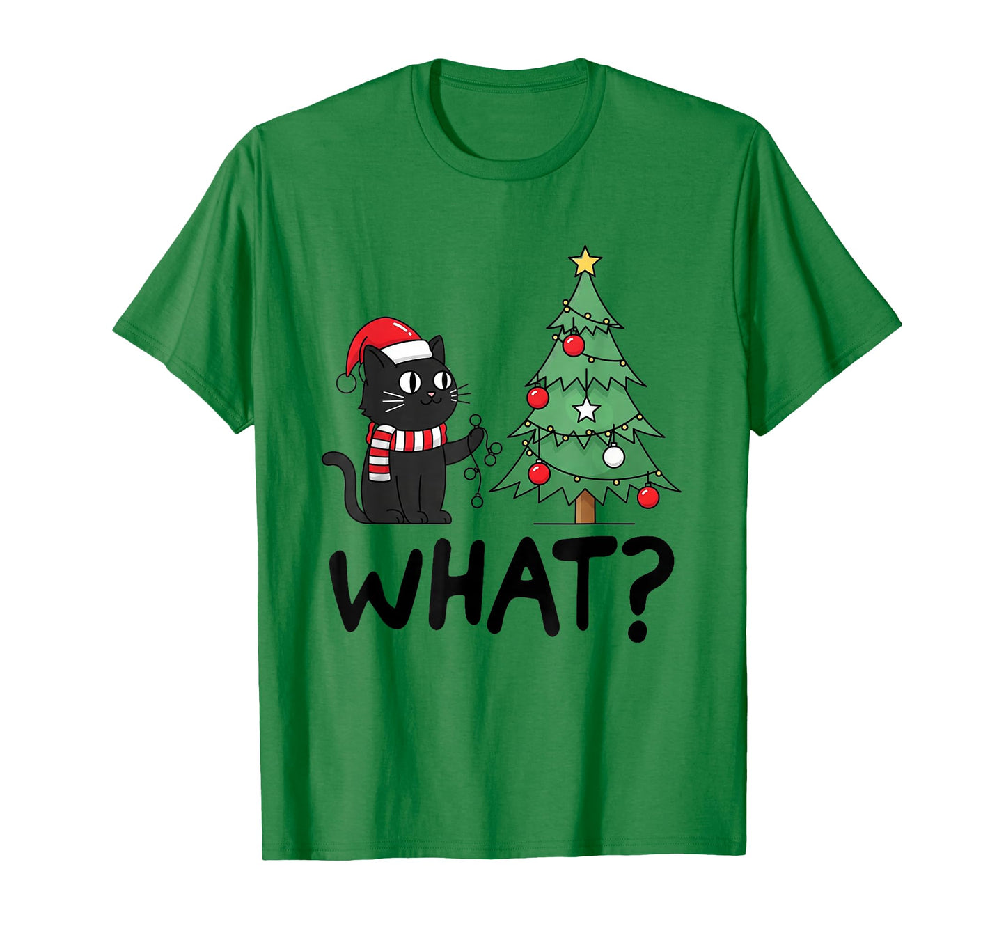 Funny Black Cat Gifts Pushing Christmas Tree Over Cat What T-Shirt