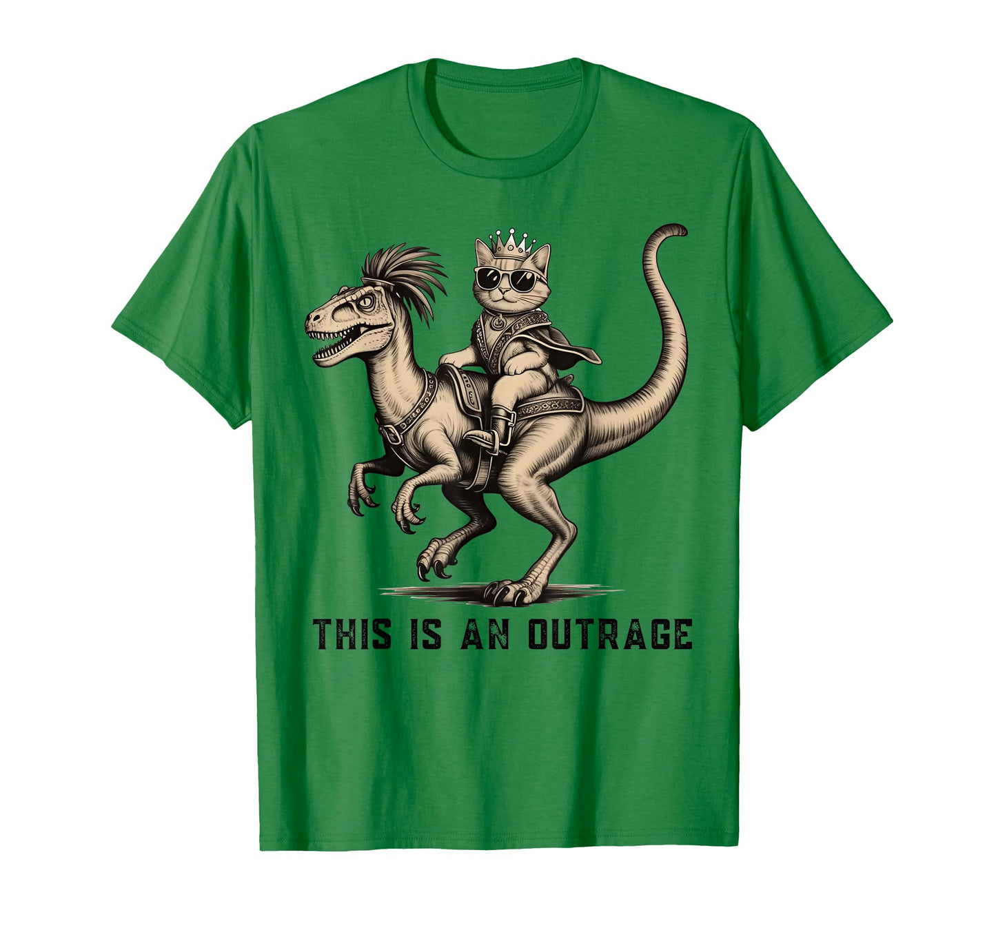 This is an Outrage - Princess Cat Riding Dinosaur T-Shirt
