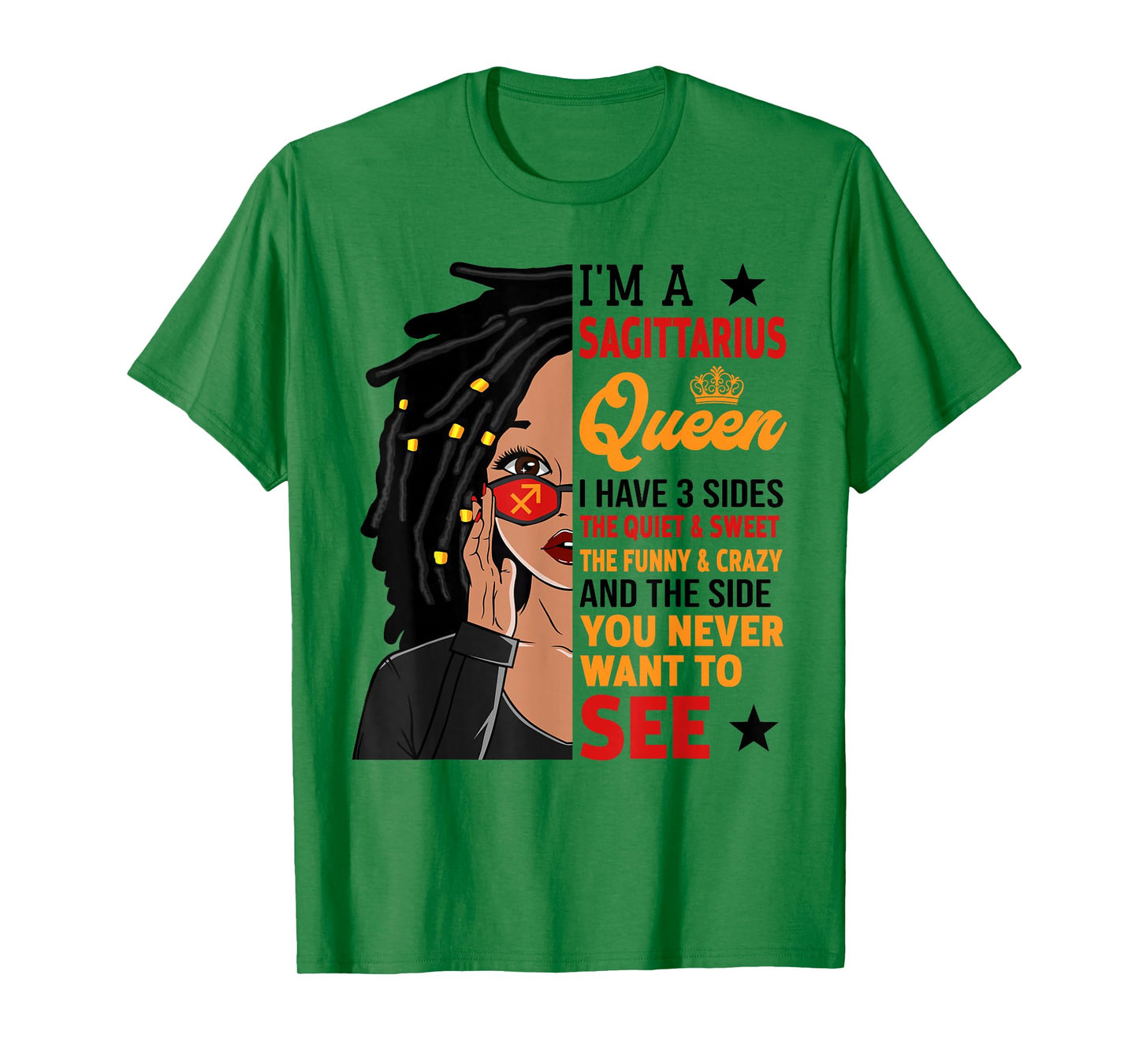 Sagittarius Queen African American Loc'd Woman Zodiac Sign T-Shirt