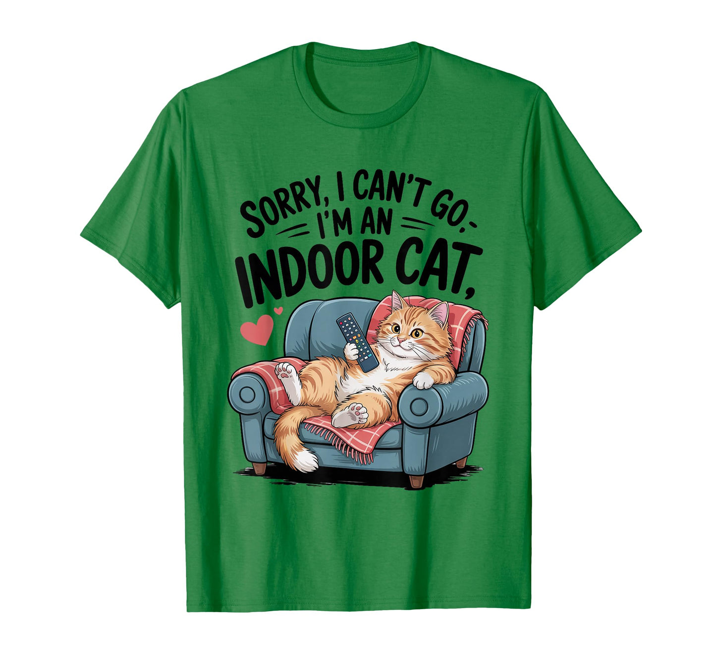 Sorry I Can’t Go I’m an Indoor Cat Couch Funny Introvert Cat T-Shirt