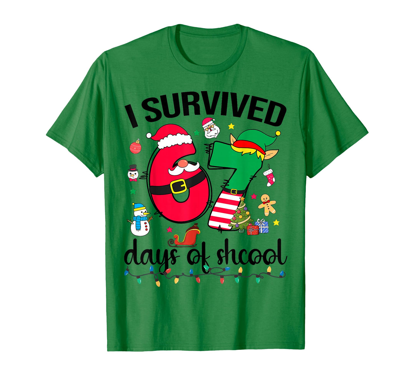 I Survived 67 Days of School Funny Christmas Teacher Student T-Shirt