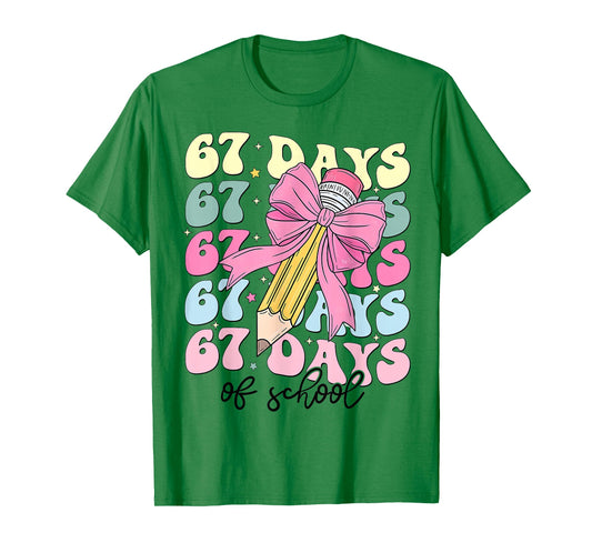 67 Days of School Girls Coquette Bow 67th Day of School T-Shirt
