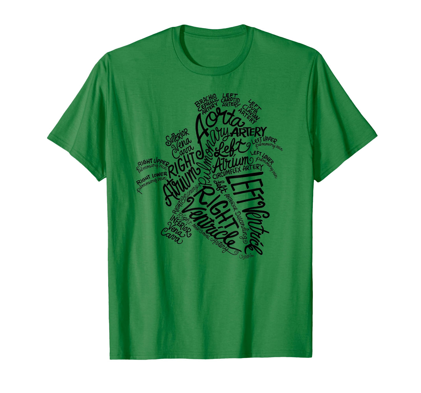 Anatomical Heart Medical Word Art Cloud in Black T-Shirt