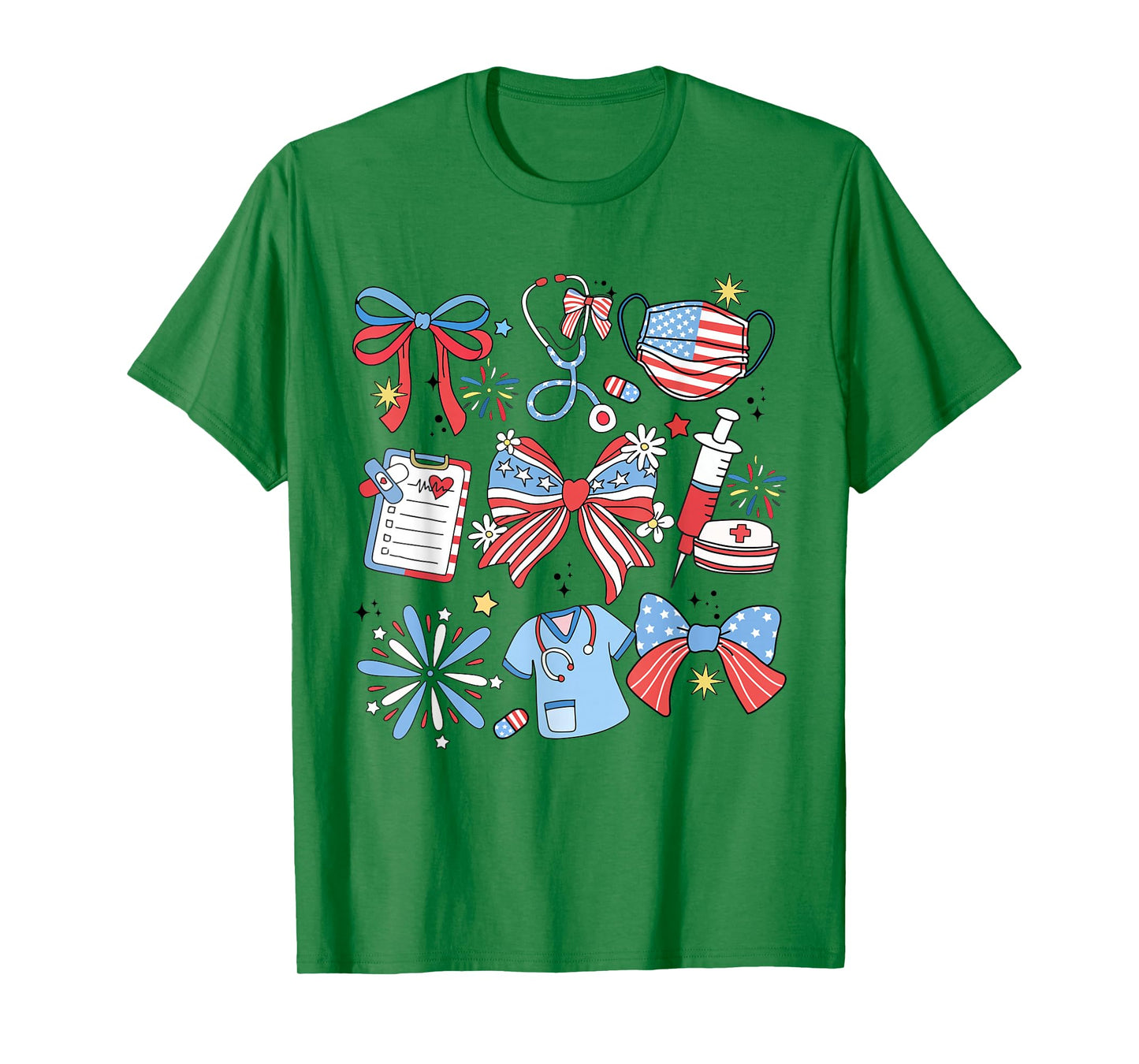 Coquette Bow 4th July Nurse ICU Nurse CRNA Surgical Medical T-Shirt