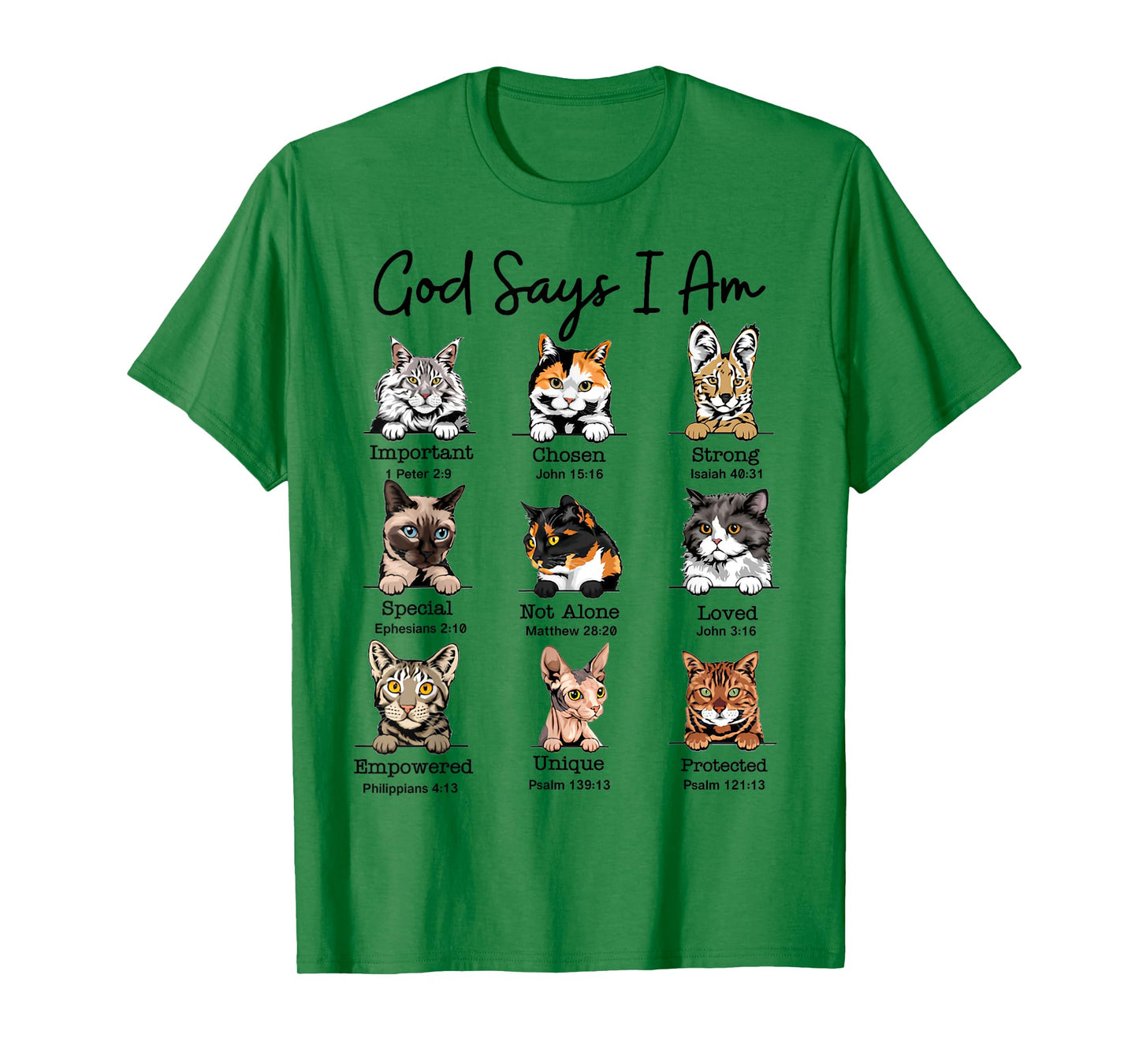 God Says I Am Cat Funny Cats Lover Bible Verse Christian T-Shirt for Men Women Kids