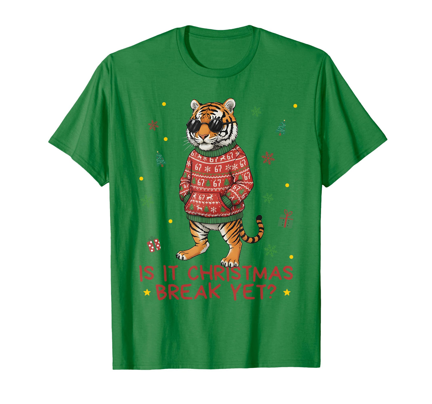 Funny Xmas Holiday is It Christmas Break? Tiger Teacher 67 T-Shirt
