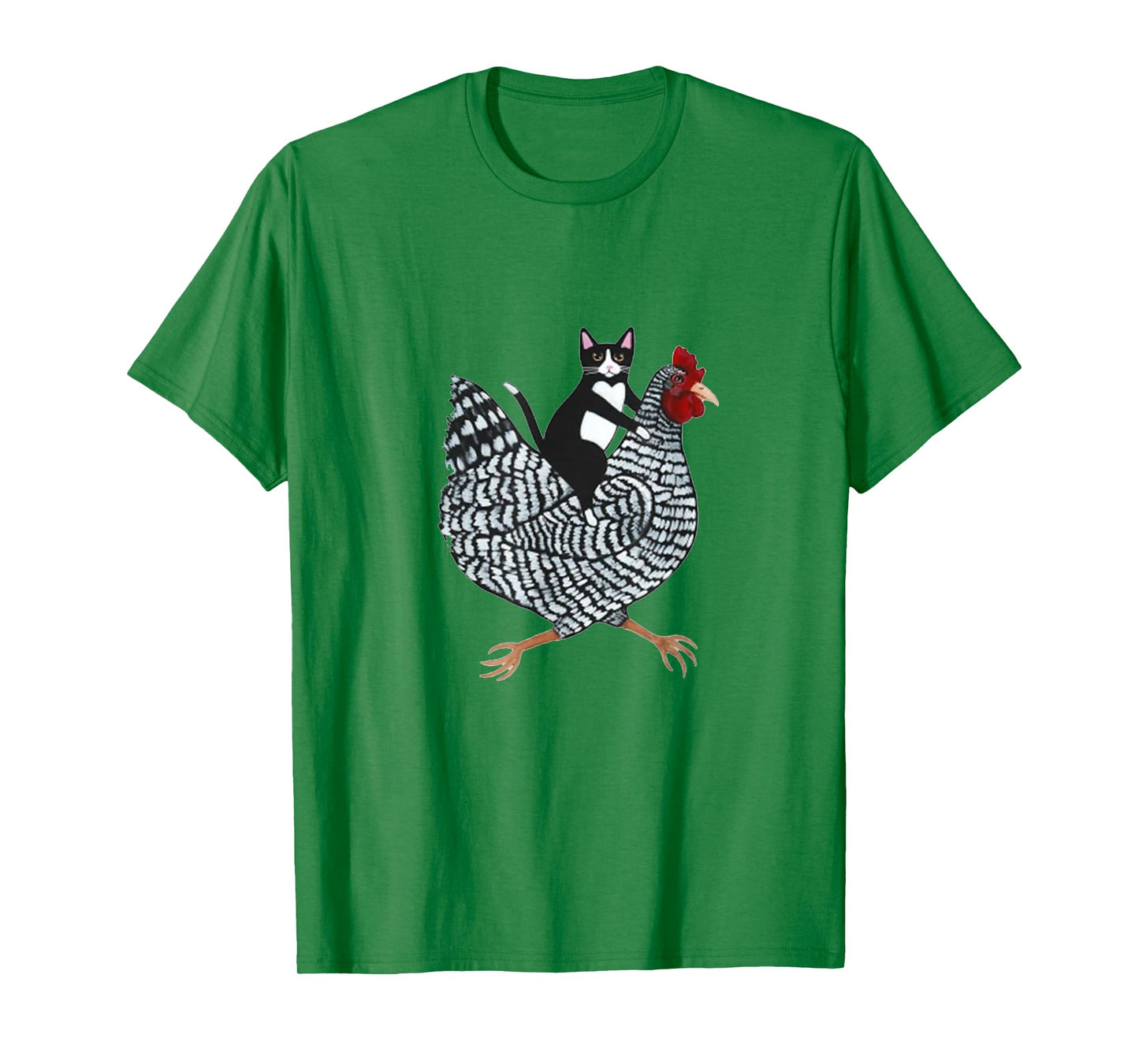 Cat on a Chicken T-Shirt - Unisex-Adults, Black, Medium, Short Sleeve, Animal Print, Classic Fit