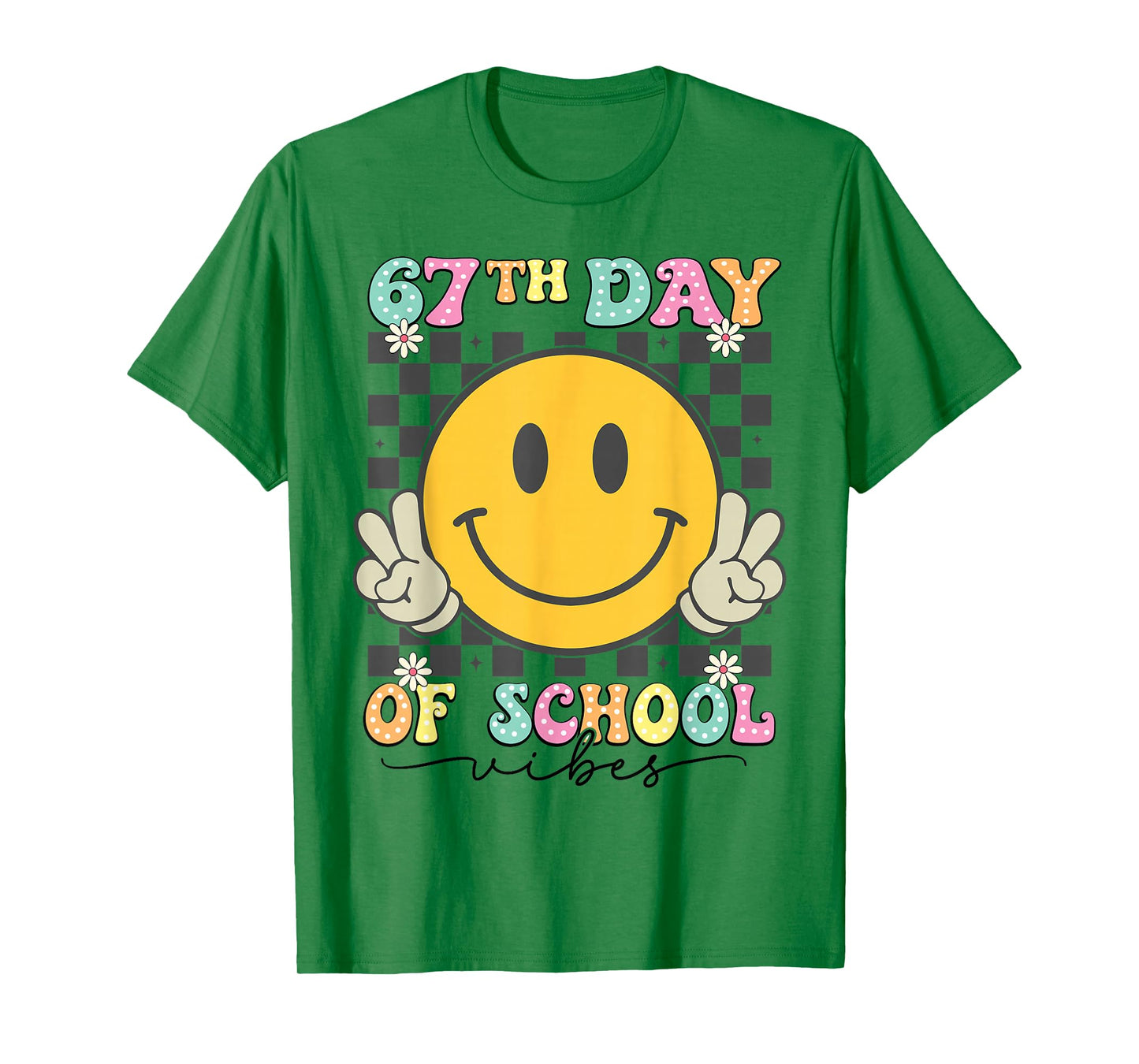 67th Day of School Vibes Groovy 67 Meme Teacher T-Shirt