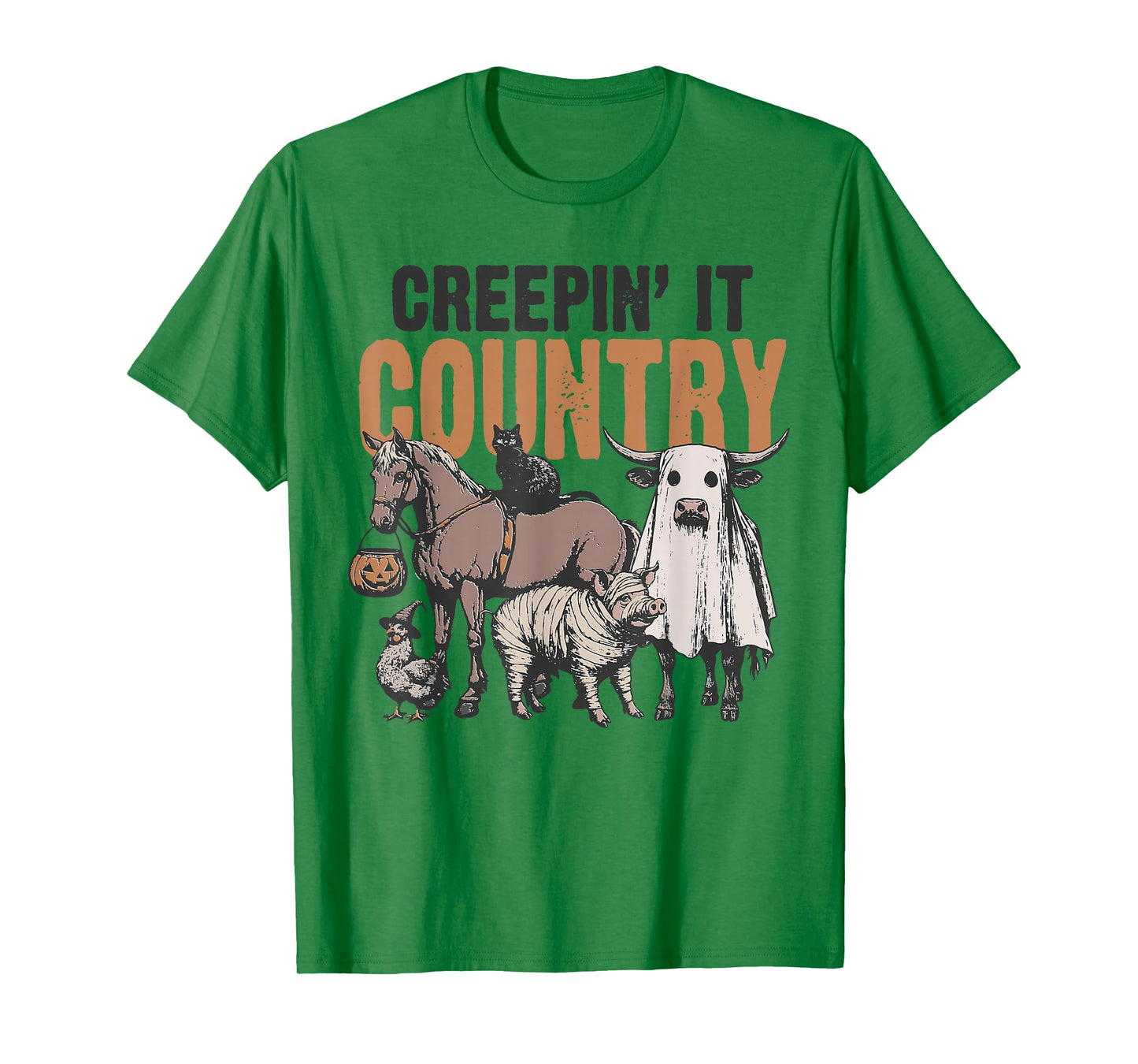 Country Halloween Creepin' It Country Farm Animals Farmers T-Shirt