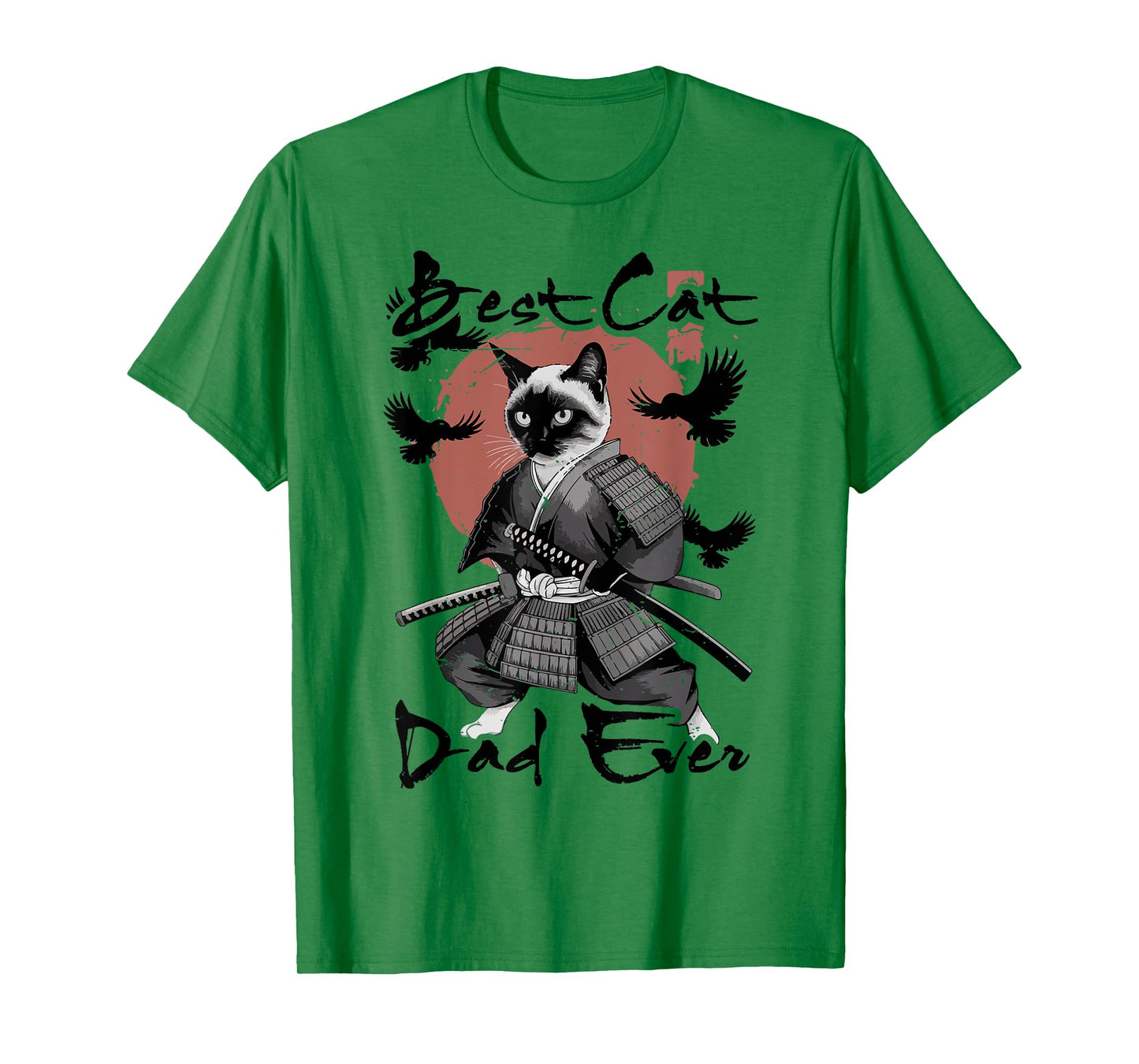 Best Cat Dad Ever Siamese Samurai Funny Daddy Father Day T-Shirt