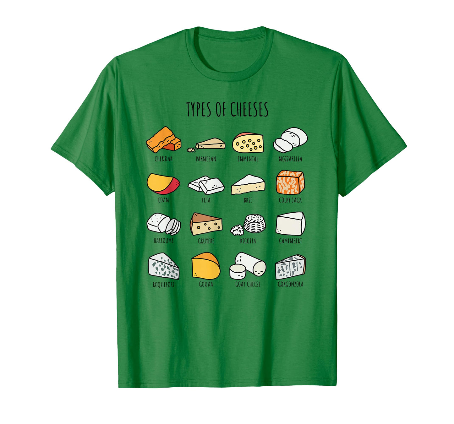 Cute Cheese Types Funny Dairy Food Lover T-Shirt