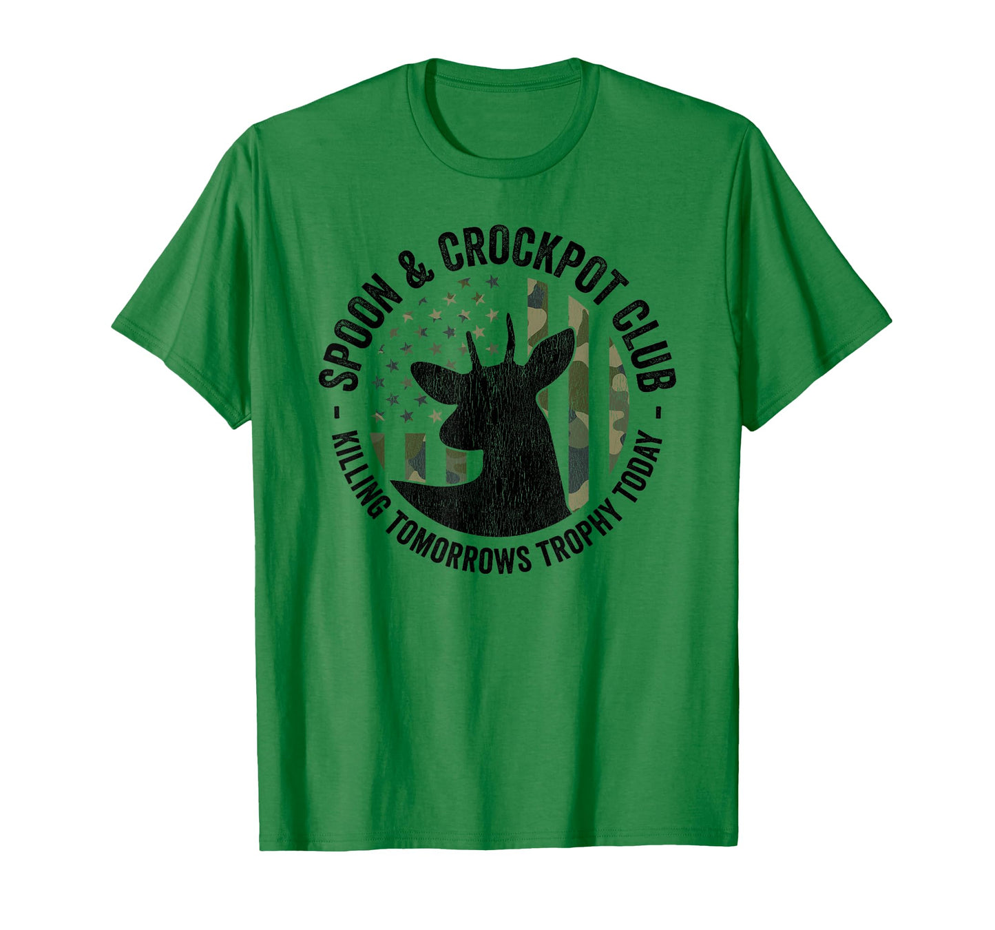 Spoon And Crockpot Club Funny Deer Hunter Hunting Joke CAMO T-Shirt