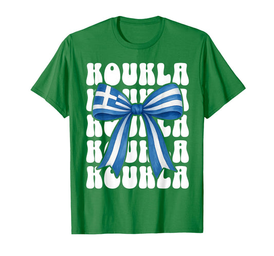 Koukla Greek Coquette Bow Greek Flag Cute Greek Girl Koukla T-Shirt