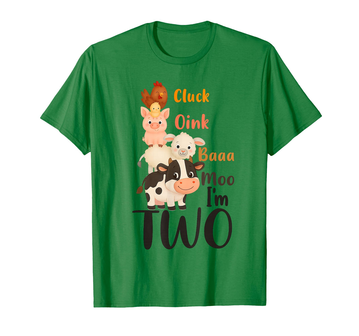 Cluck Oink Baa Moo I'm Two Farm Theme Birthday Funny T-Shirt