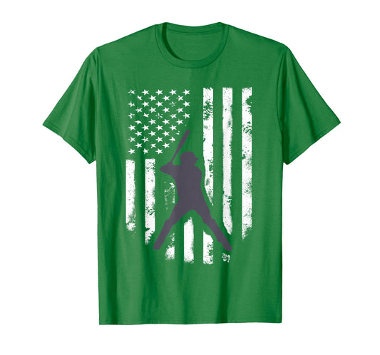 American Flag Baseball Shirt Cool Distressed Jersey Gift Tee T-Shirt