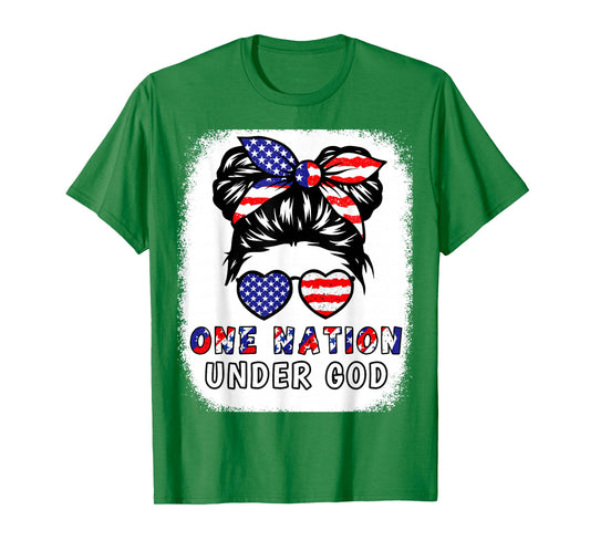 One Nation Under God Girl American Flag Patriotic Christian T-Shirt