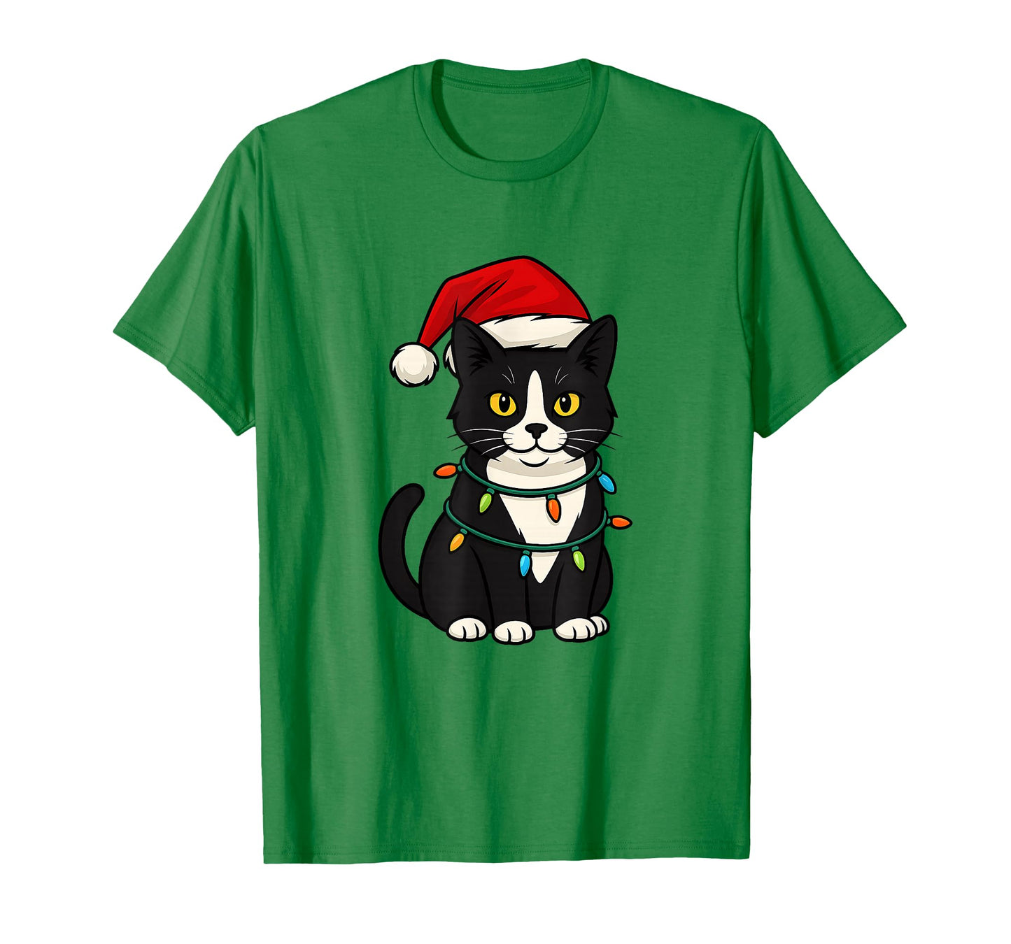 Cute Tuxedo Cat with Santa Hat Funny Christmas Xmas Gift T-Shirt