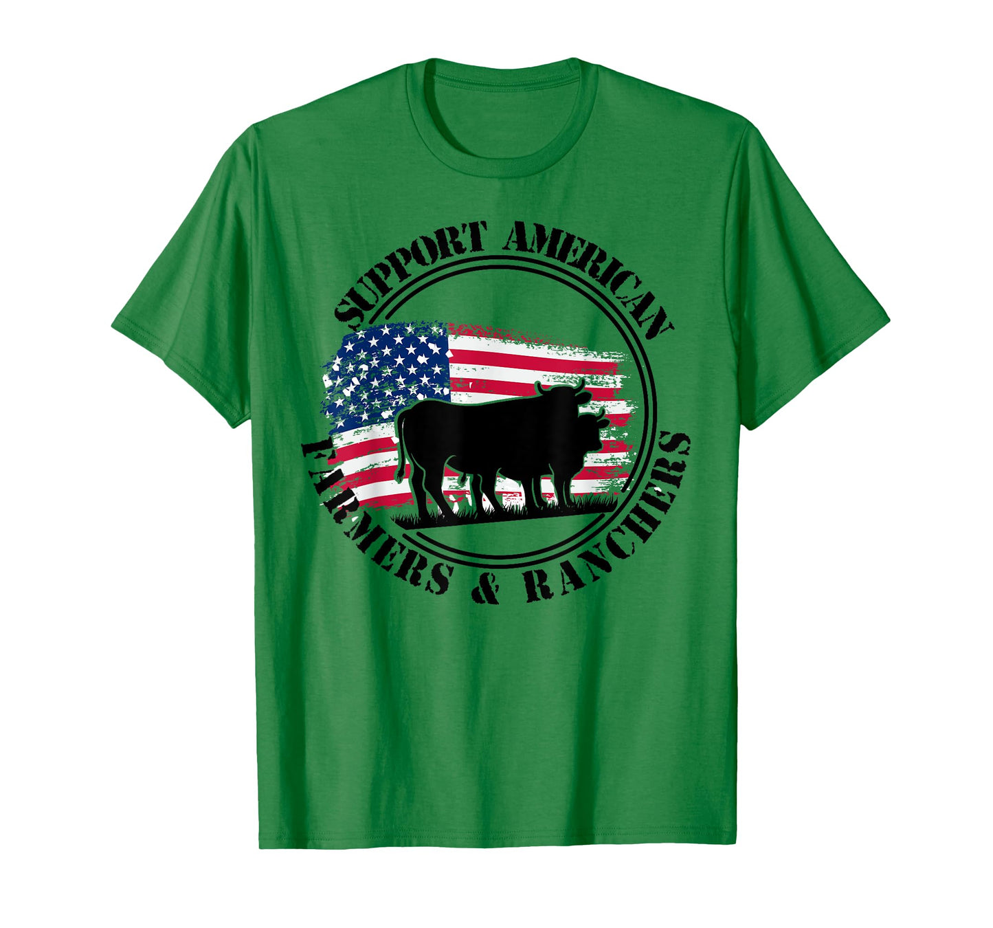 American Flag Patriotic Support American Farmers & Ranchers Women Men T-Shirt