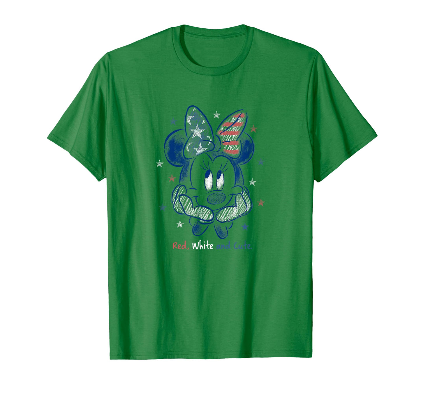 Disney Minnie Mouse 4th of July Red White & Cute Sketch T-Shirt