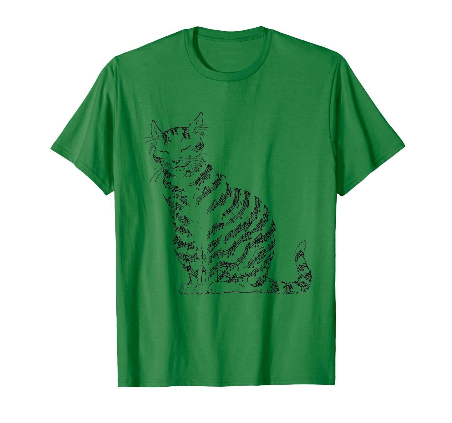 Cute Cat Kitty Playing Music Note Clef Musician Art T-Shirt