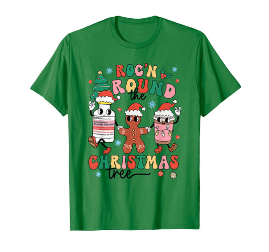 Christmas Nurse Nursing Roc'n Around The Christmas Tree T-Shirt