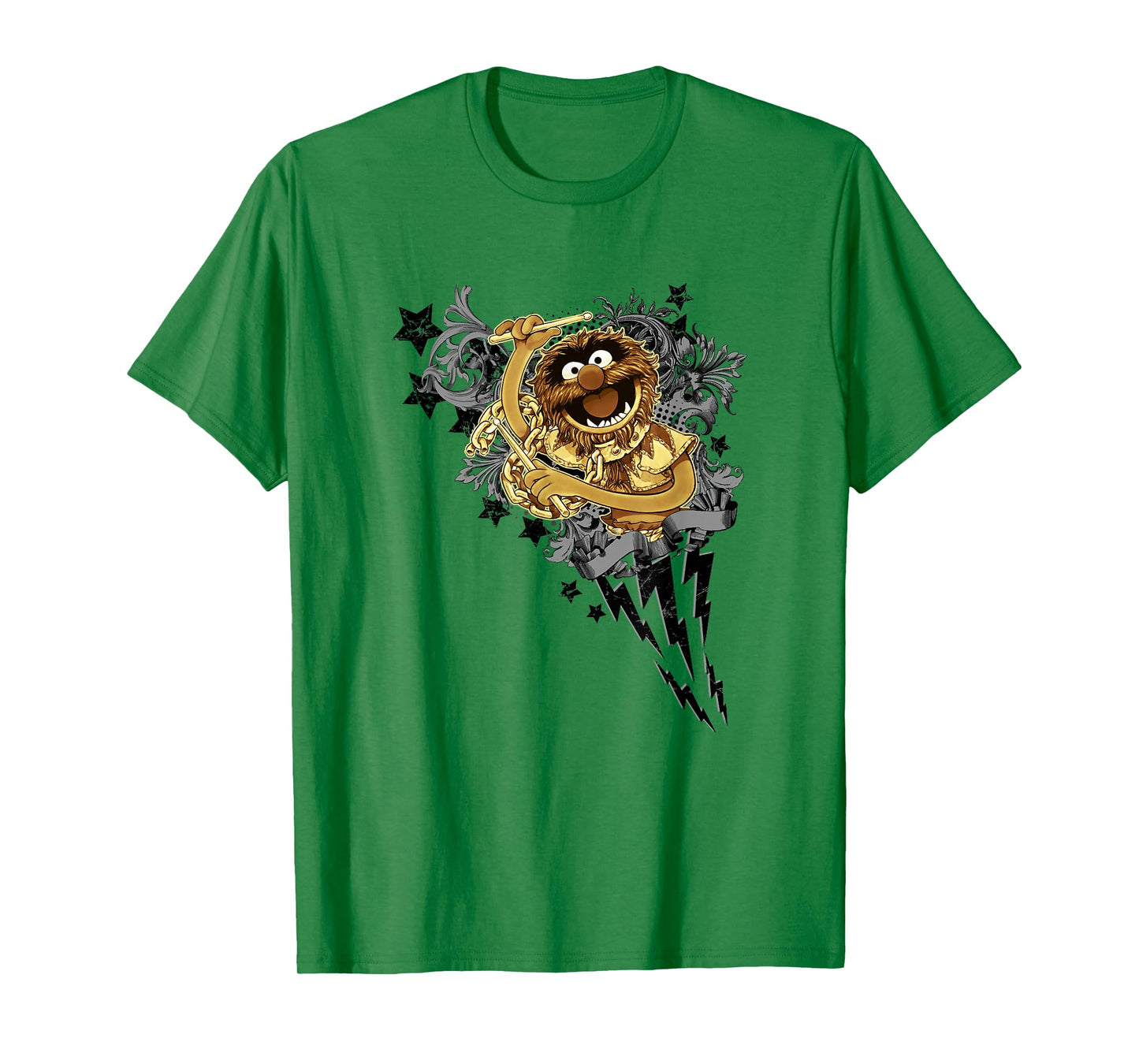 Disney The Muppets Gold Overlay Vintage Animal Rock Drummer T-Shirt