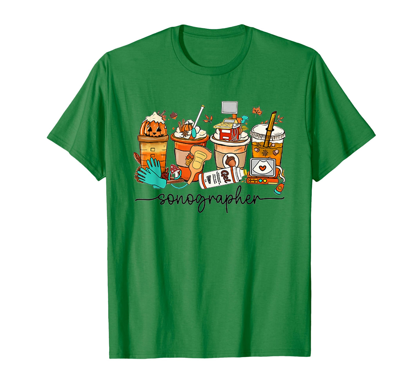 Autumn Sonographer Latte Ultrasound Pumpkin Vascular Tech T-Shirt