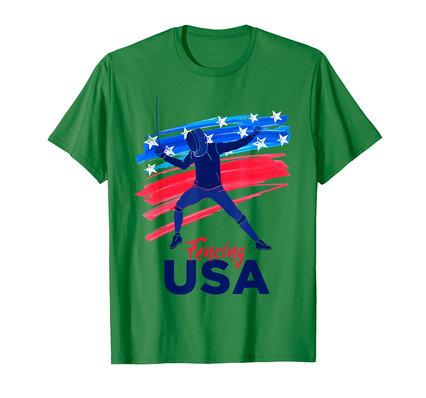 Fencing Support the Team Fencing Player USA Flag T-Shirt