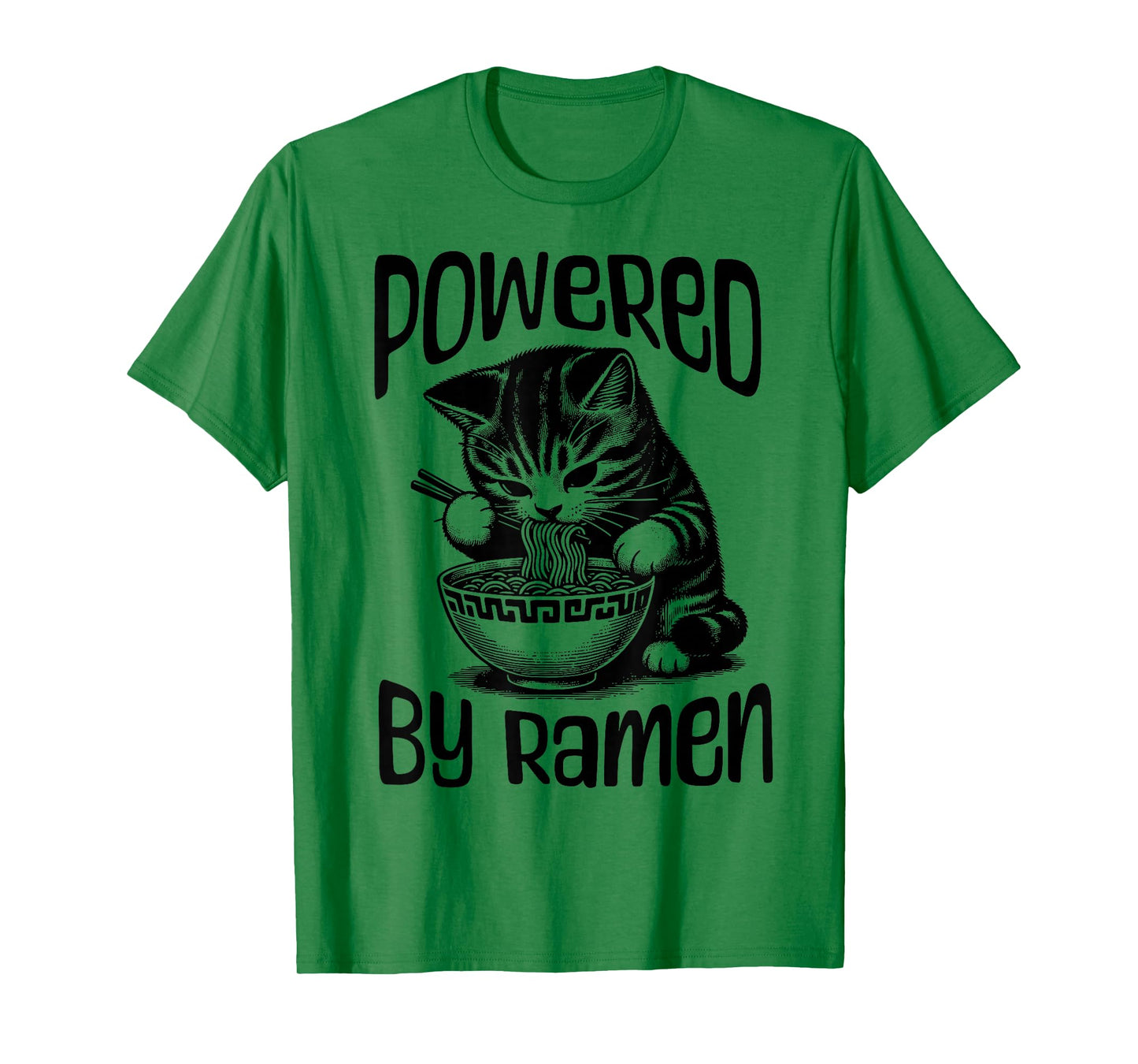 Powered by Ramen Kitten Fun Japanese Ramen Noodle Cat Lover T-Shirt