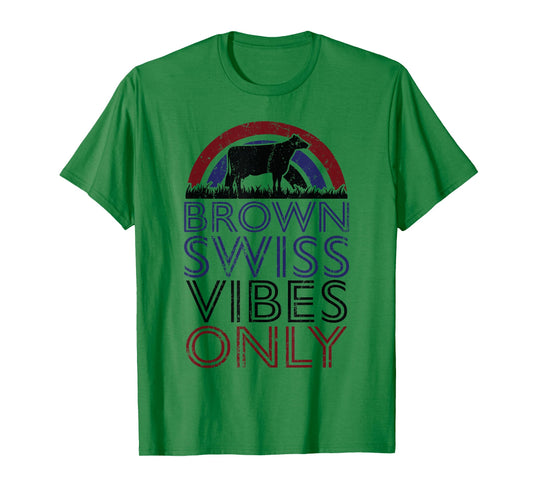 Cow Vibes Only - Cow Breeder Brown Swiss Cattle Farmer T-Shirt