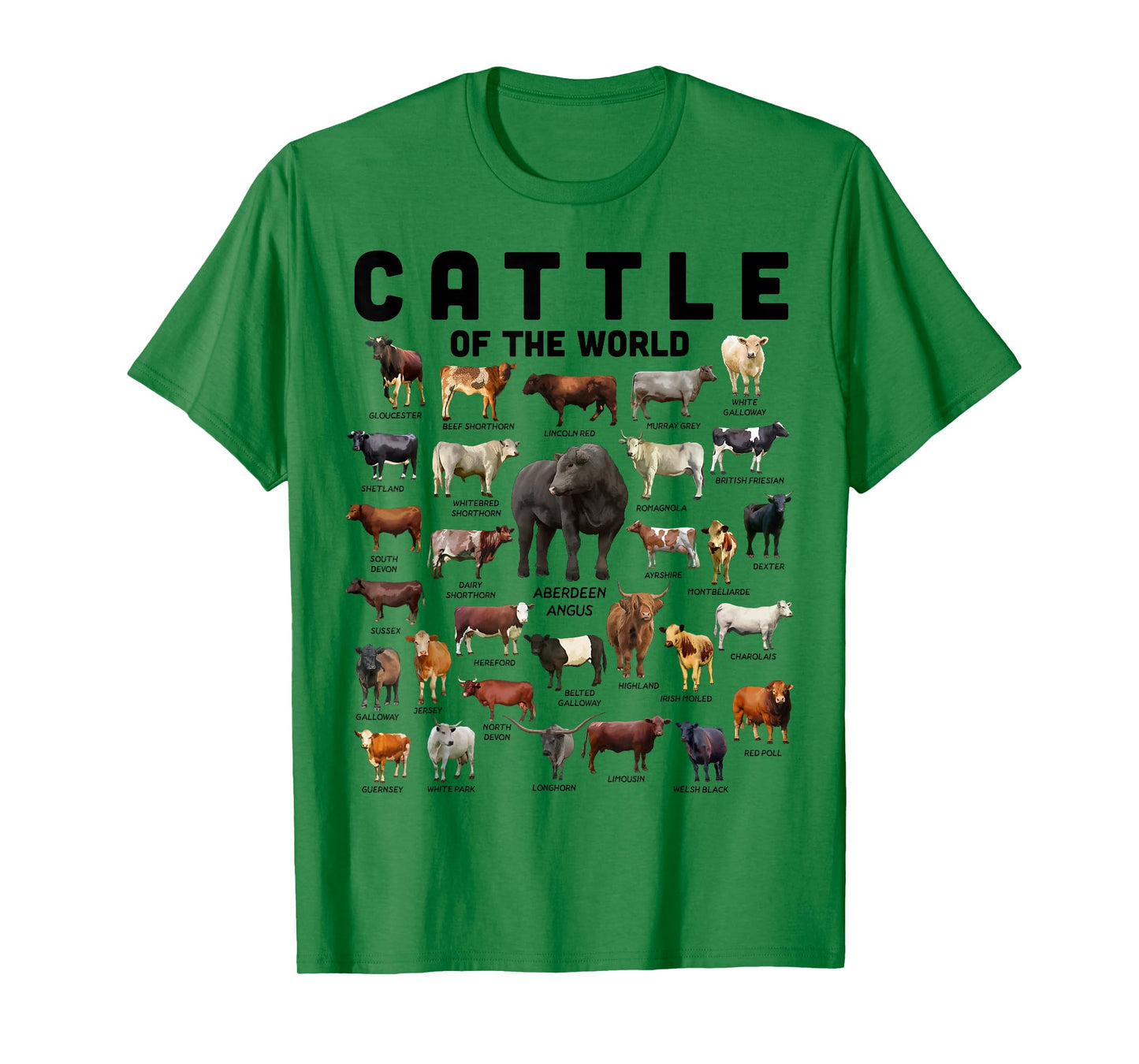 Cow Shirt Cattle Of The World Types Of Cows Funny Farmer T-Shirt