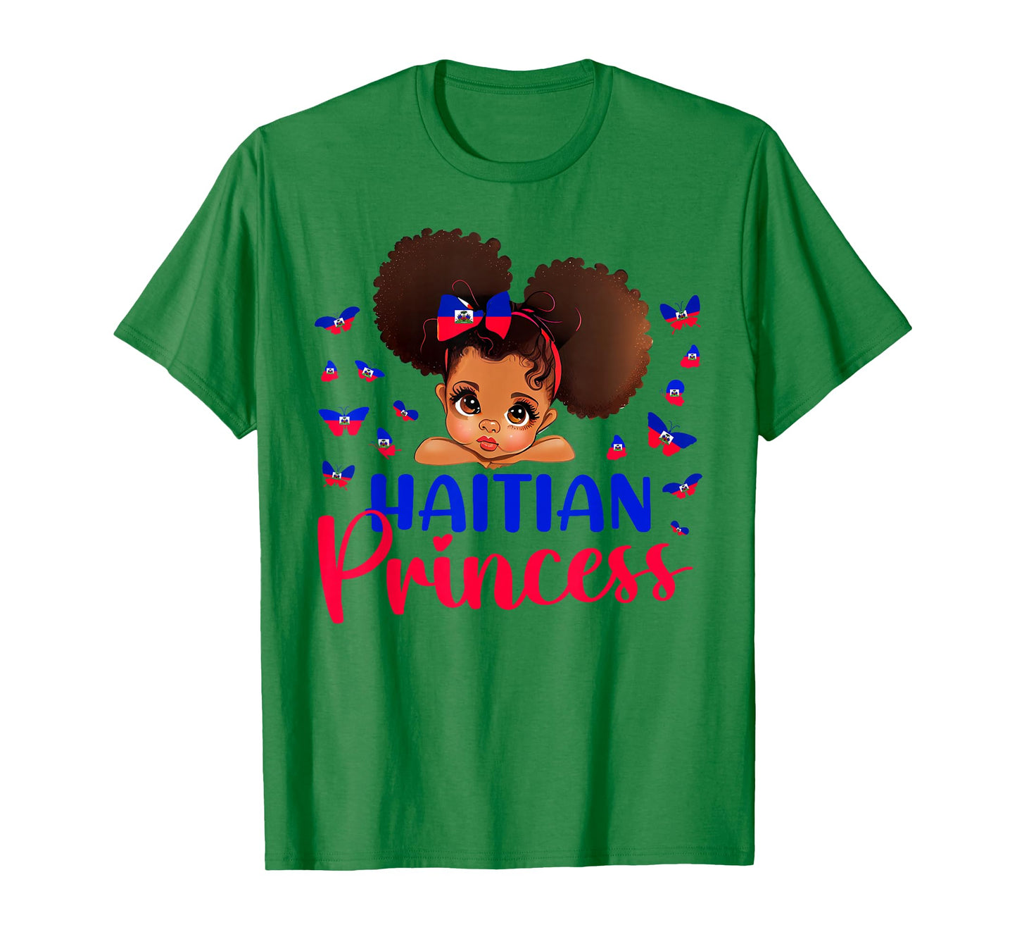 Haitian Princess Haiti Flag Melanin for Black Girls Kids T-Shirt
