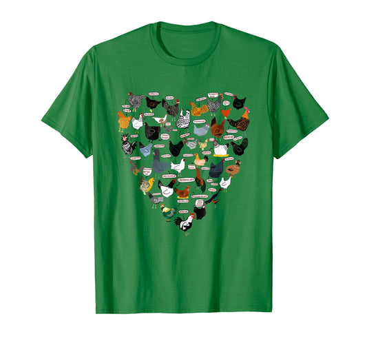 Chicken Breeds Mothers Chickens Heart Shape Women Farmer T-Shirt