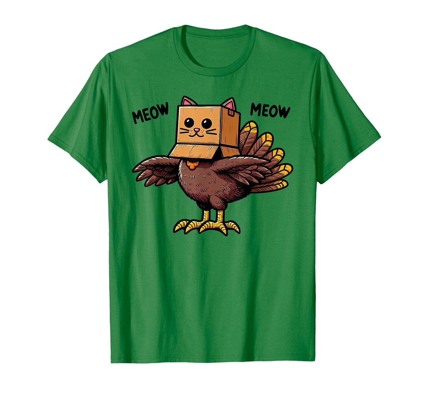 Turkey Meow Meow Fake Cat Funny Thanksgiving Adults Kids T-Shirt