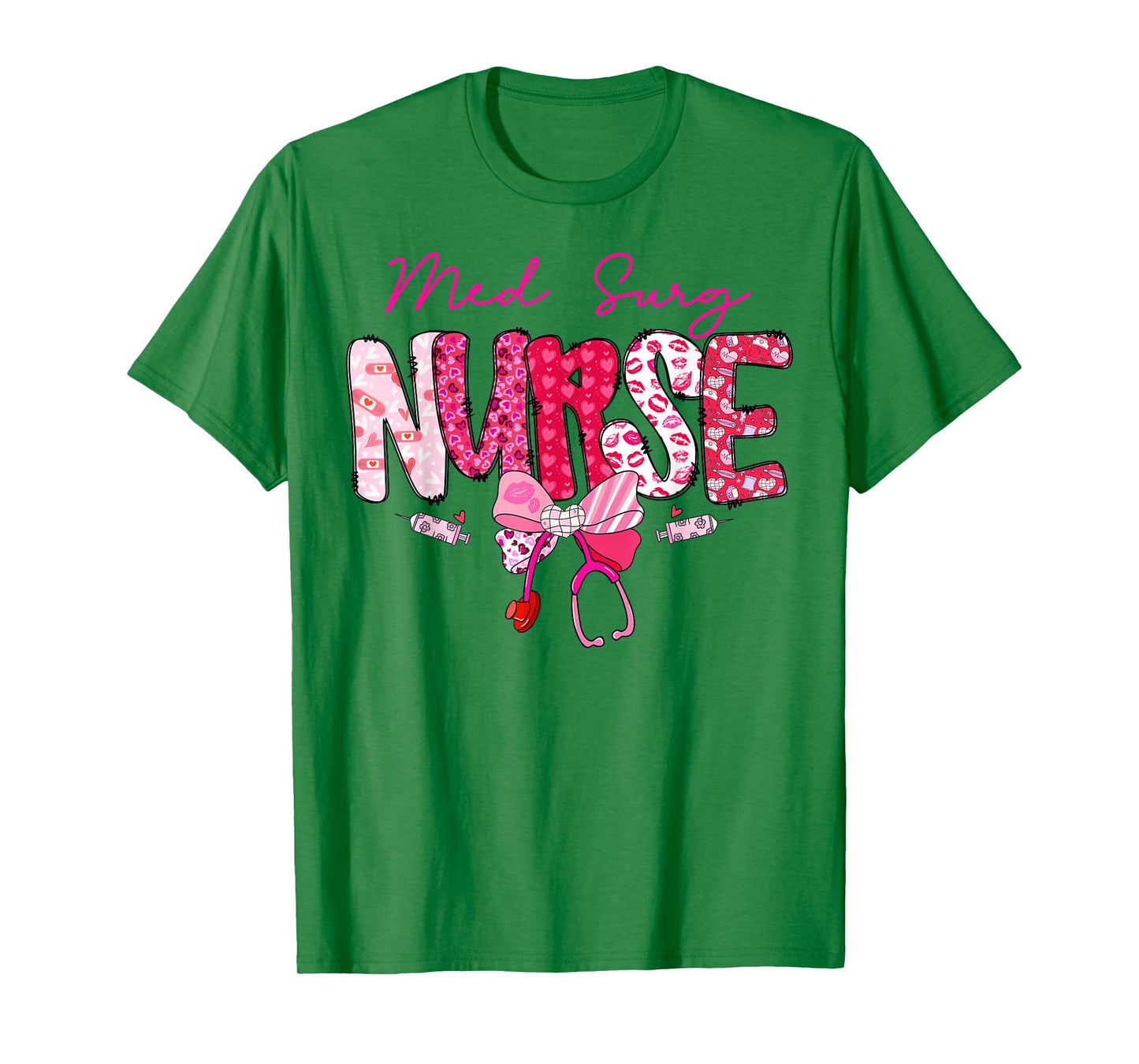 Med Surg Nurse Valentine's Day Stethoscope Coquette Bow T-Shirt