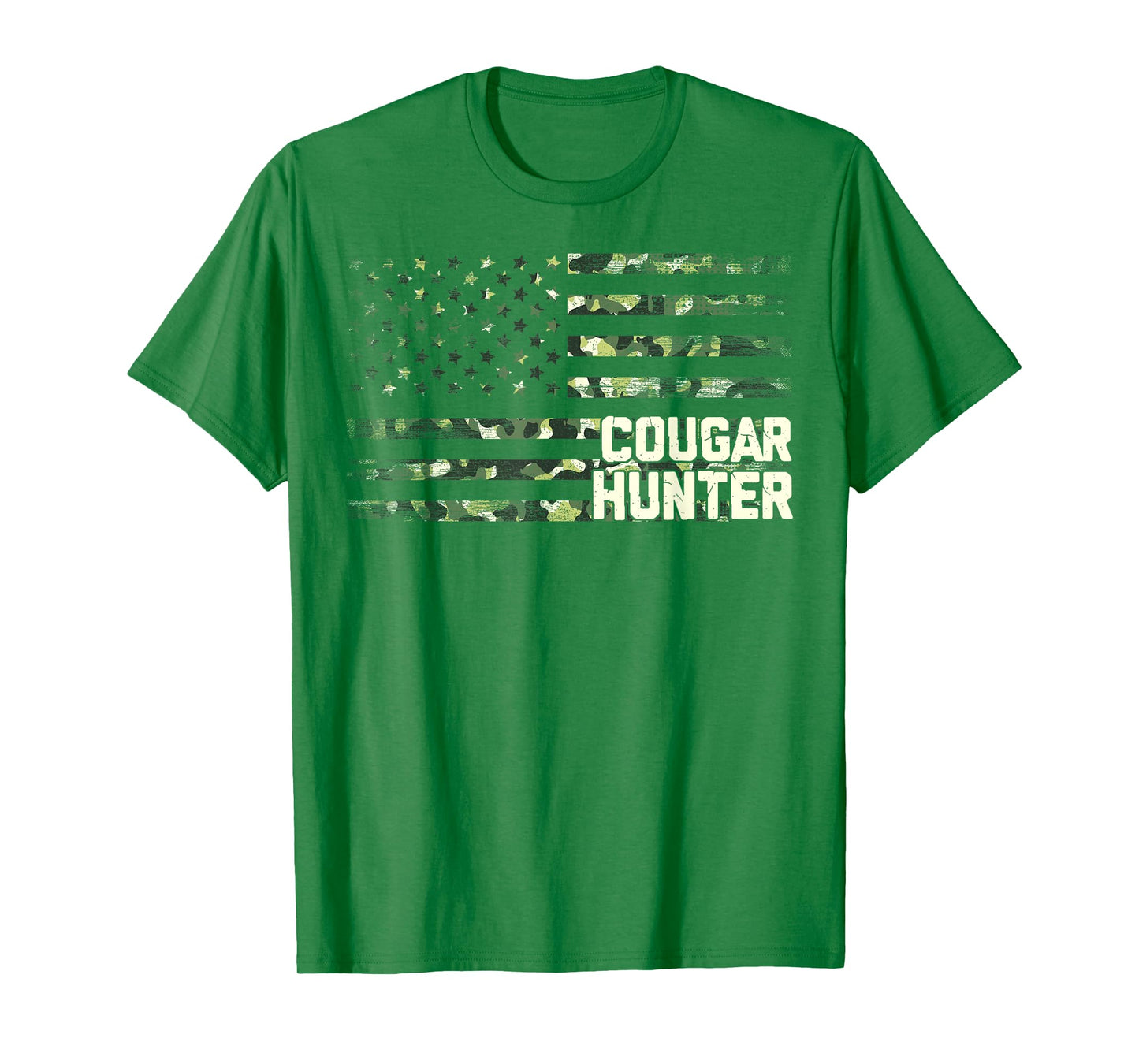 Cougar Hunter American USA Flag Cougar Hunting Camo T-Shirt