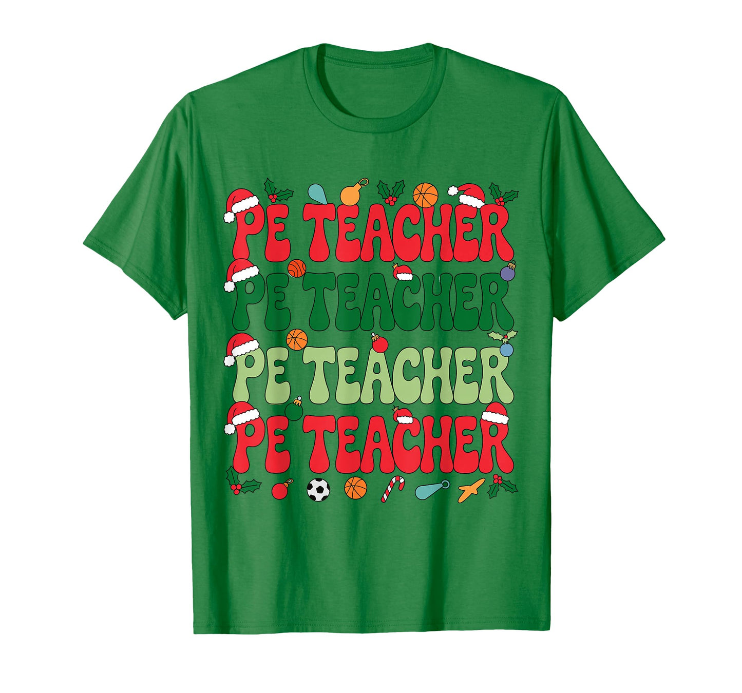 PE Teacher Christmas Retro Physical Education Xmas Men Women T-Shirt