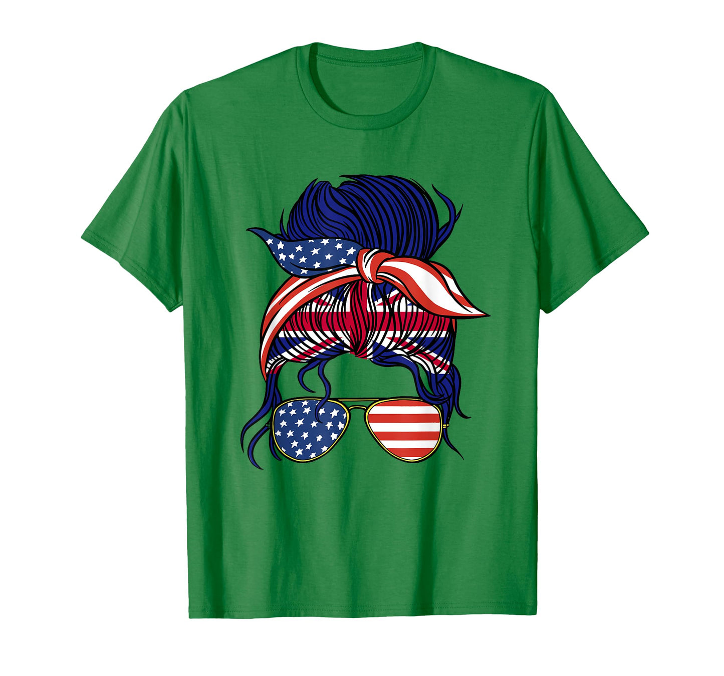 Half American British Roots United Kingdom USA Messy Bun UK T-Shirt