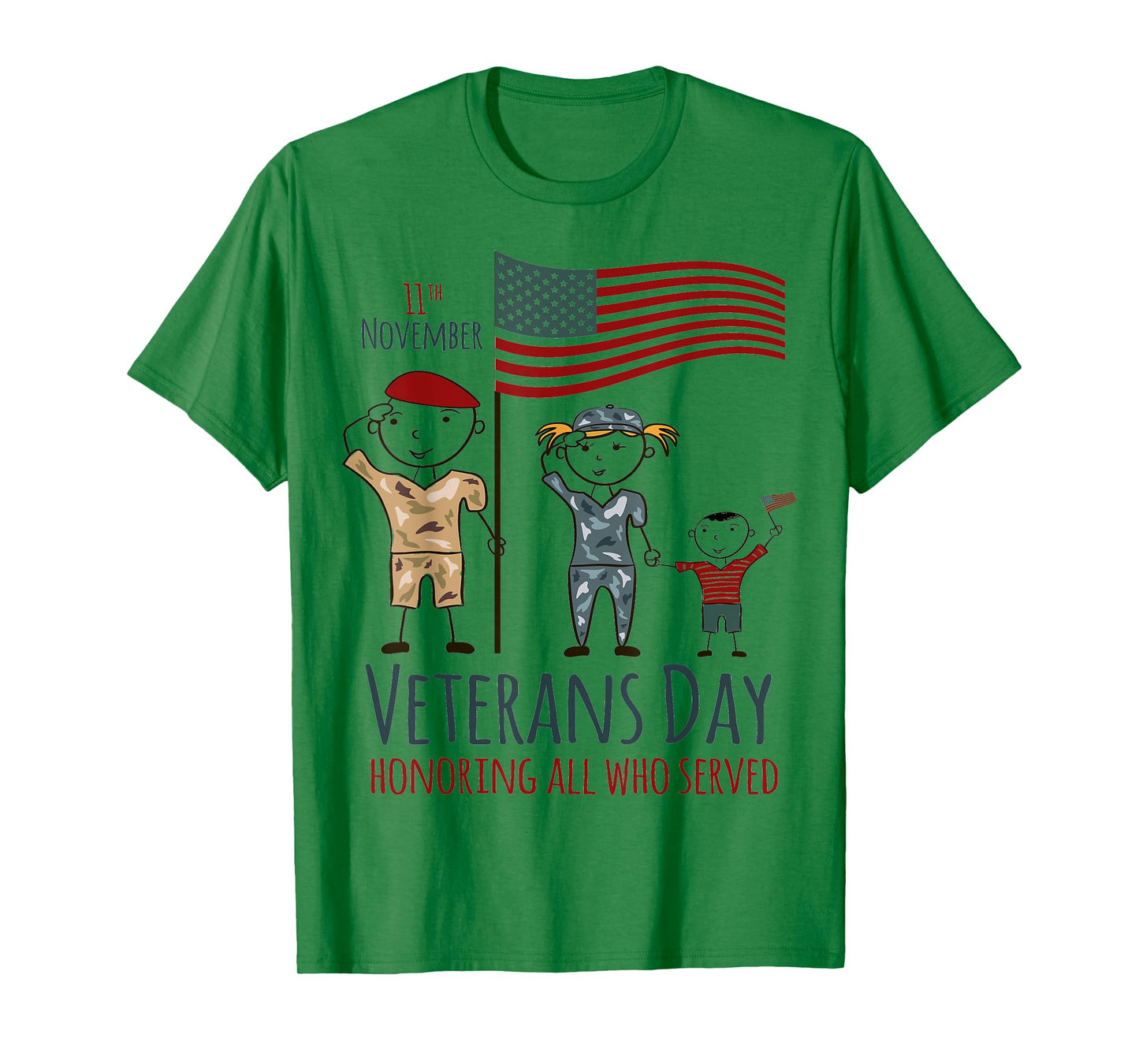Veterans Day Shirt USA American Flag Military Family Son Kid T-Shirt