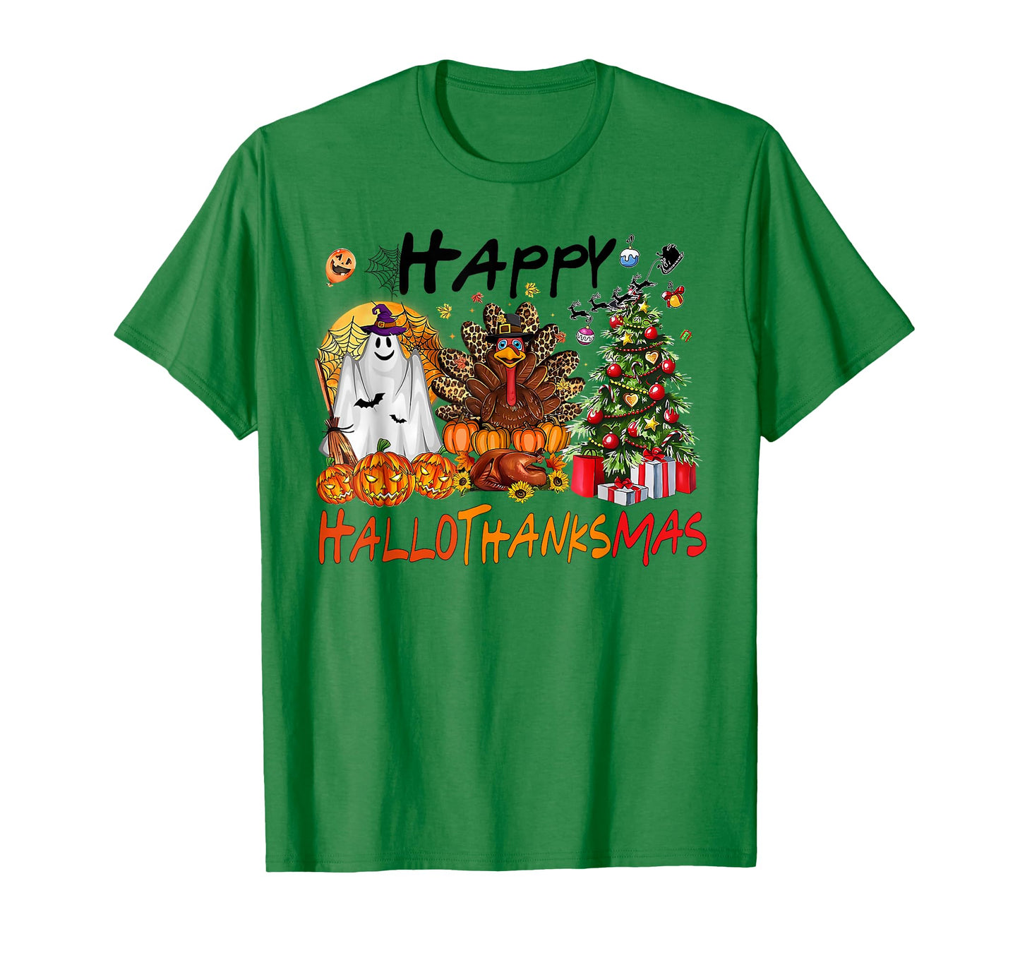 Halloween Thanksgiving Xmas Costume Happy HalloThanksMas T-Shirt