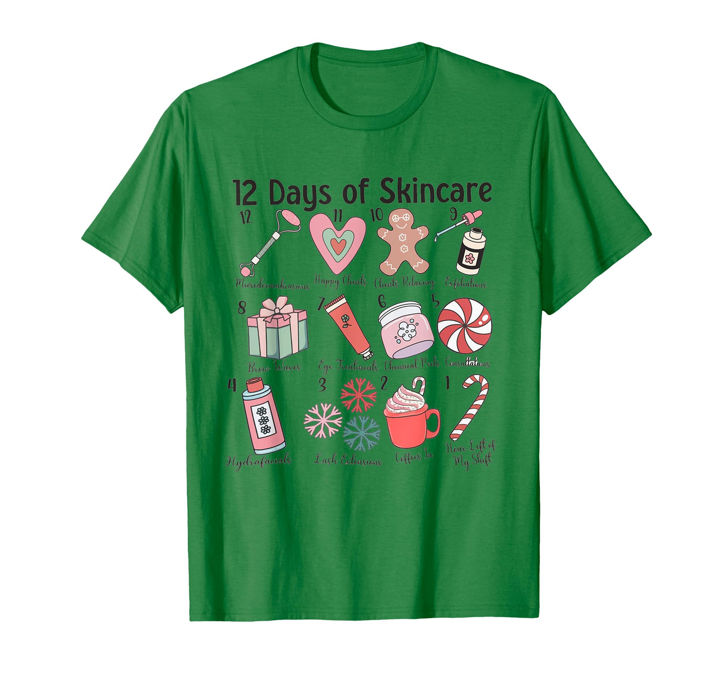 12 Days of Skincare Esthetician Christmas Dermatology MEDSPA T-Shirt