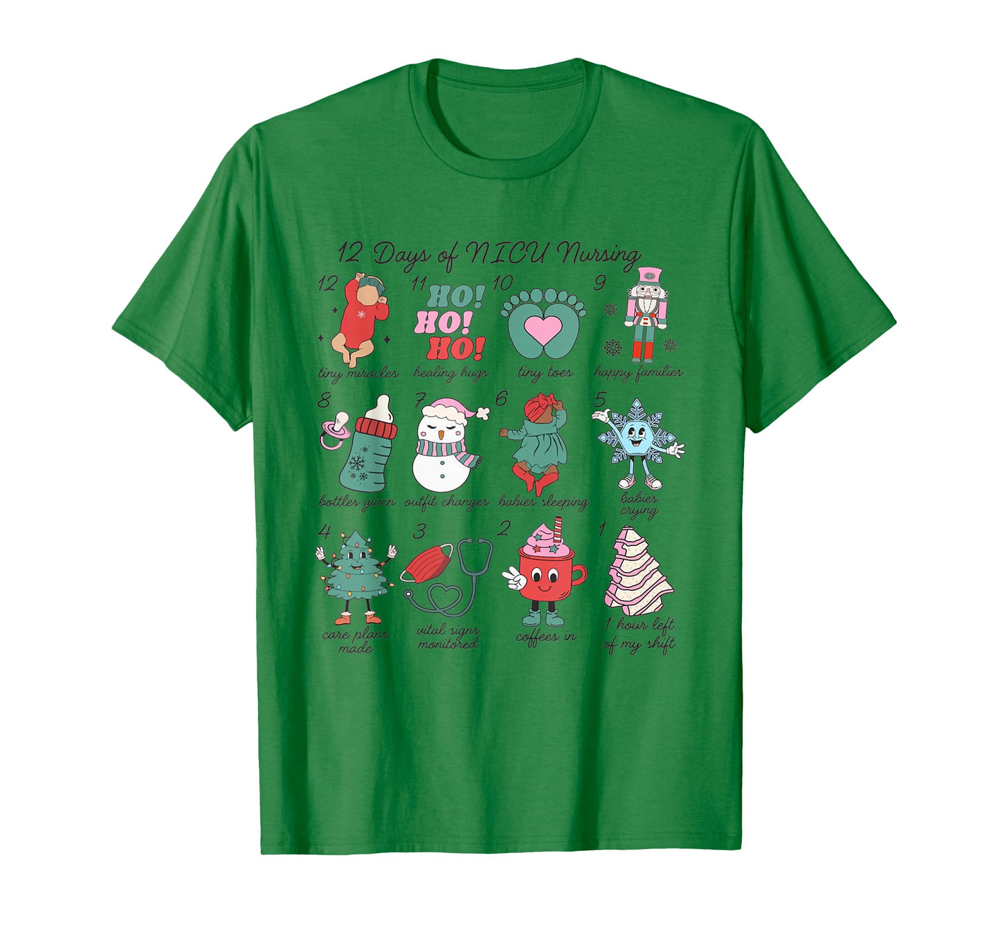 12 Days of NICU Nursing Christmas Neonatal Intensive Care T-Shirt