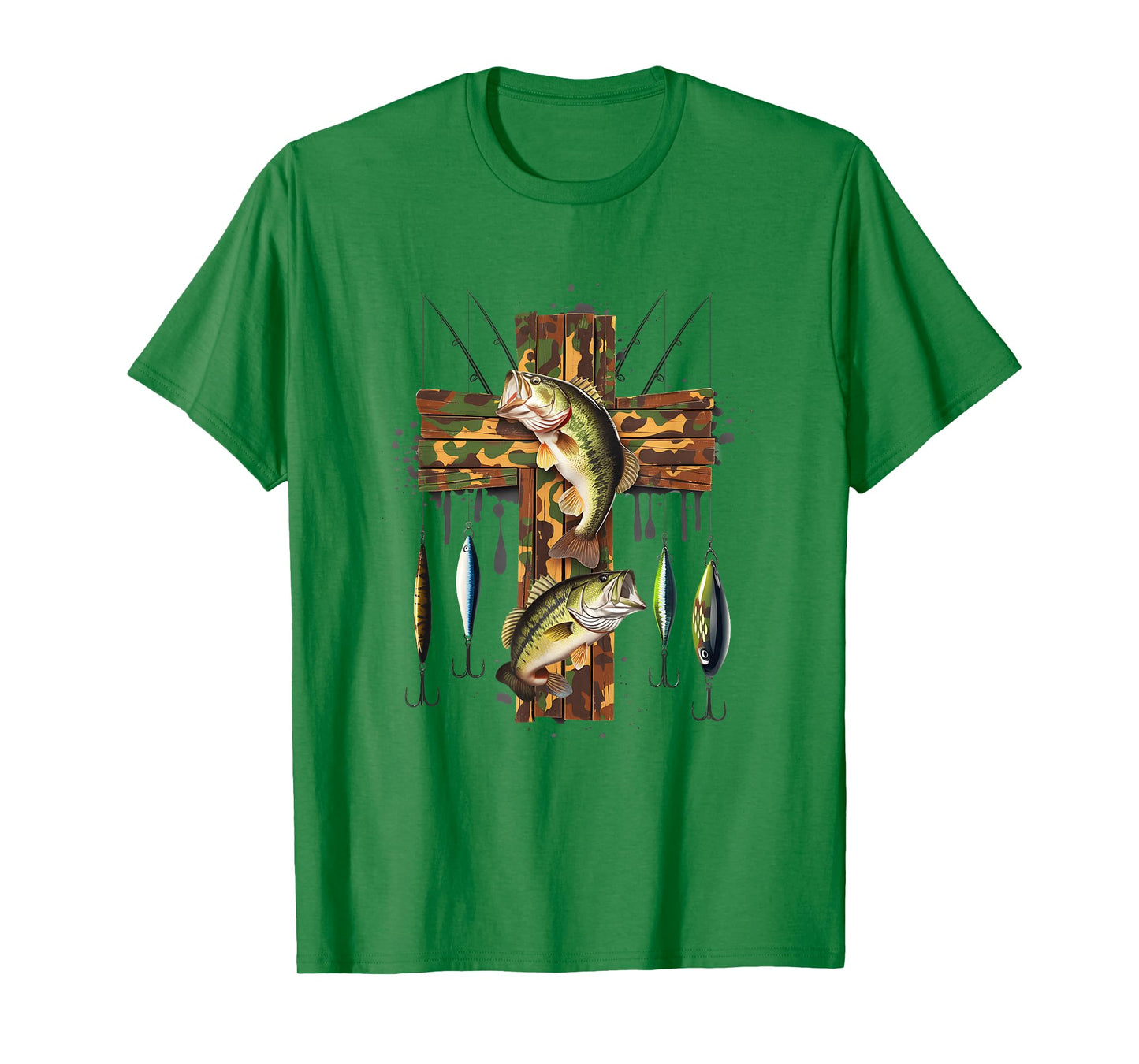 Camo Cross Fishing Christian Fishers Of Men Bible Faith Fish T-Shirt