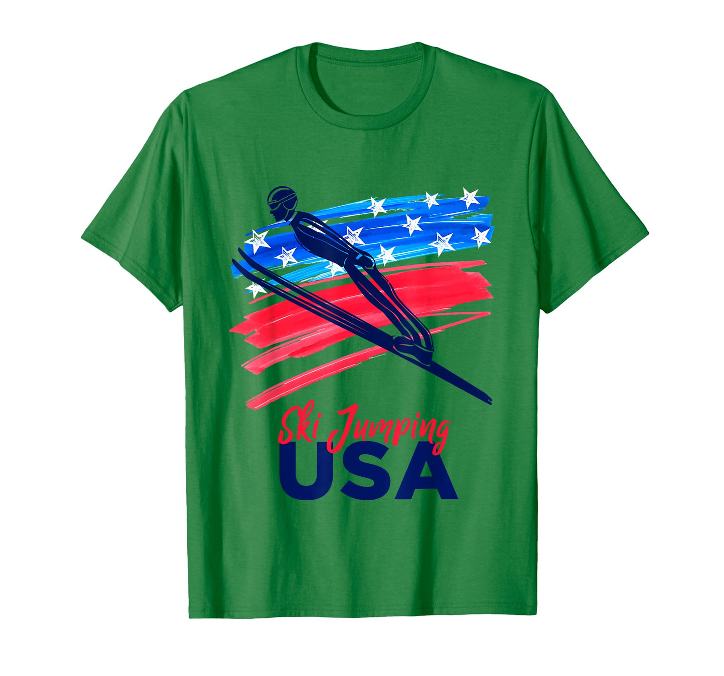 Ski Jumping USA Support the Team Tshirt USA Flag Hill Jump T-Shirt for Women Kids Men
